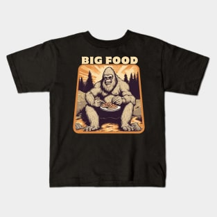 Sasquatch with pizza big foot Kids T-Shirt